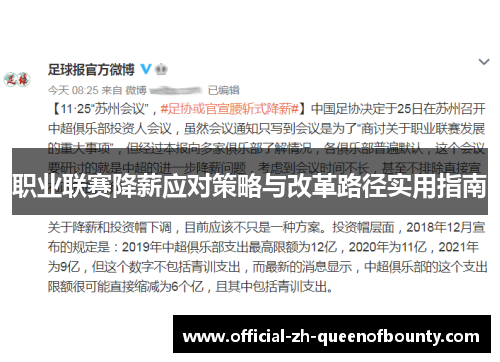 职业联赛降薪应对策略与改革路径实用指南